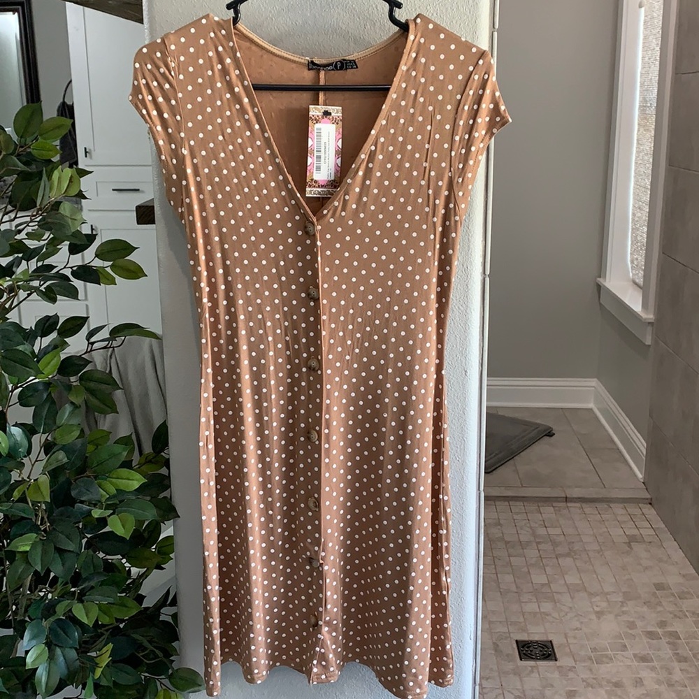 NWT Brown polka dot dress